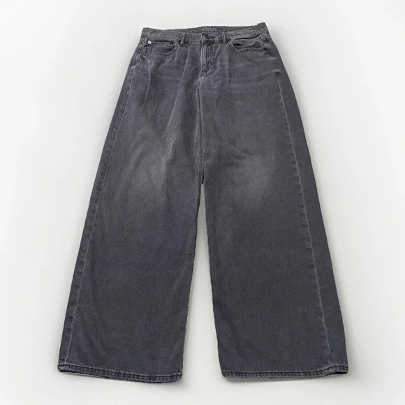American Eagle Low Rise Skater Jeans Women's Size 8 Black Baggy Wide Leg Grunge - Picture 1 of 11